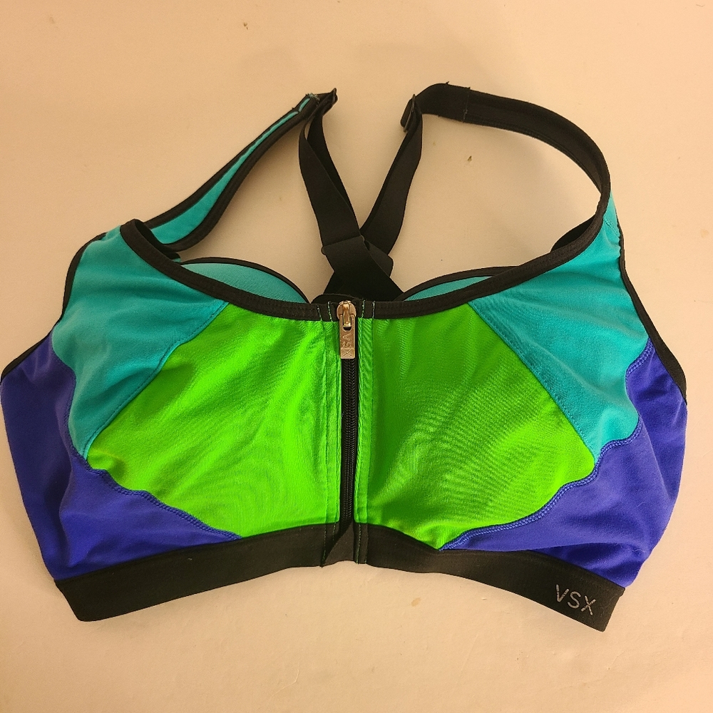 VSX Victoria Secret Sports Bra Black Blue 34DD